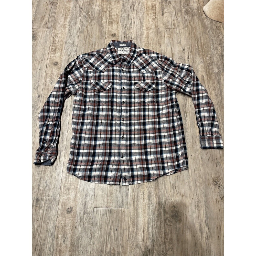 Cody‎ James Pearl Snap Shirt Mens Medium Flannel Plaid Long Sleeve Western